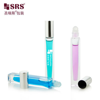 Buy Square Shape Custom Clear Bottle Perfume Oil Applicator Glass Roll On 10ml online manufacture