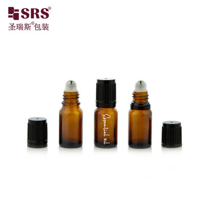 Buy 10ml Mini Empty Round Amber Glass Bottle With Steel Ball Child Proof Cap For Essential Oil online manufacture