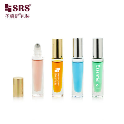 Buy GB1-5ML Clear Luxury High End Leak Proof Glass Roller Steel Ball Bottle With Aluminum cap Round online manufacture