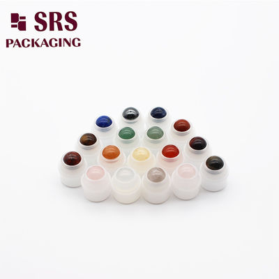 Buy round small colorful semi-precious stones roller ball plastic holder with ball for rollon bottle online manufacture