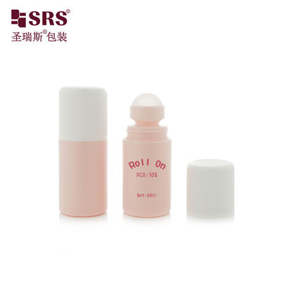 Buy RPPC1-60ML Customize Pink Matte Plastic PP PCR Eco Friendly Material Antiperspirant Gel Roller Ball Bottle online manufacture