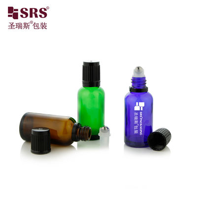 Buy BLPF 5ml 10ml 15ml 20ml 30ml 50ml 100ml Round Amber Green Glass Bottle With Roller Steel Ball For Essential Oil online manufacture