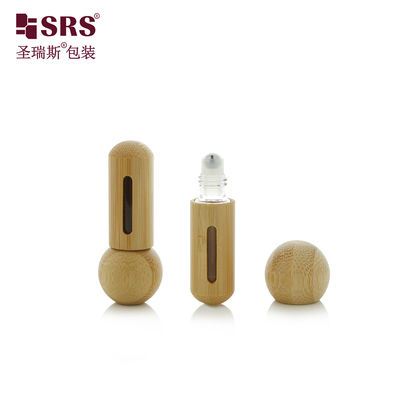 Buy BG-5ML Cute Mini Portable Round Bottom And Round Cap Bamboo Roller Steel Ball Bottle For Essential Oil Perfume online manufacture
