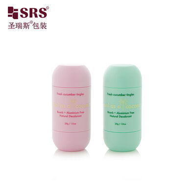 Buy D054 30ml Custom Pink Green Colored Injection PP PCR Recycled Material Deodorant Stick Container Packaging online manufacture
