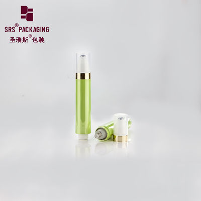Buy metalized green shiny plastic airless eye cream cosmetic 10 ml roll on bottle online manufacture