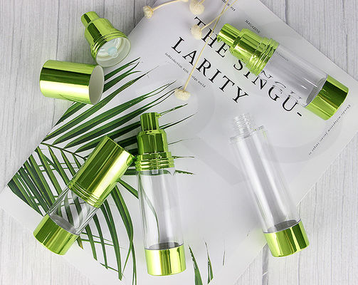 Buy 15ml 30ml 40ml 50ml 80ml 100ml 120ml SAN plastic metalized green airless bottle online manufacture