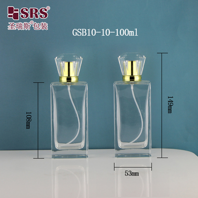 Square Shape Bottles With Unique Design Cap Perfume Mist Spray Glass Bottle 100ml