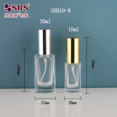 Square Elegant Dispenser Fine Mist Luxury Hand Sanitizer Container 15ml 30 ml Glass Spray Bottle