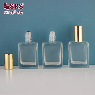 Square Shape Thick Wall Luxury Essential Oil Glass Roll-On Sample Bottle 15ml