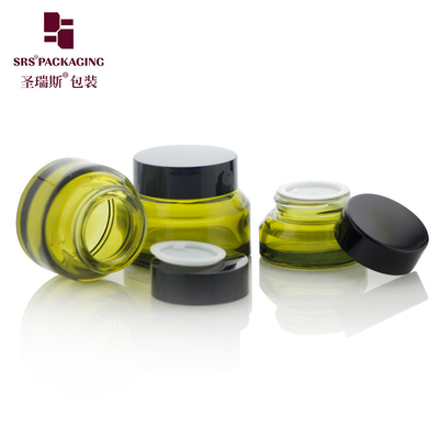 15ml 30ml 50ml Empty Skincare Packaging Paint Green Color Unique Design Cosmetic Glass Jar 50g