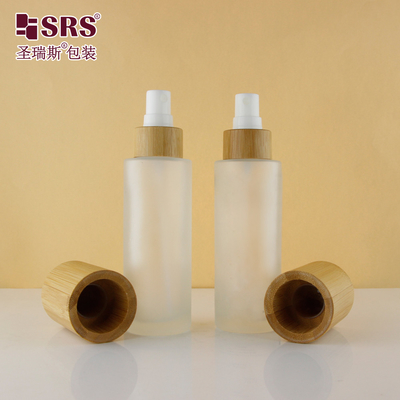 Luxury Empty Frosted Sprayer Fine Mist Bamboo Shoulder 100ml Fragrance Bottle Glass