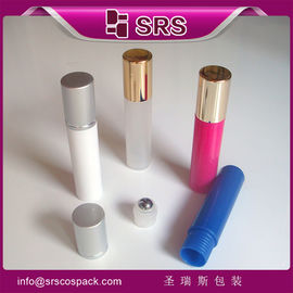 SRS empty recycled 10ml plastic roller ball bottle for eye serum with aluminum screw cap
