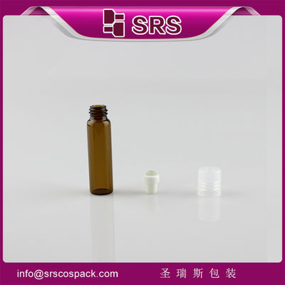 SRS Bulk Wholesale 5ml glass cylinder amber roll on perfume bottle with plastic crew cap