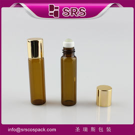 SRS empty round 5ml amber roll on perfum glass bottle wholesale for personal care products