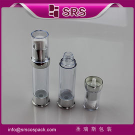 SRS 2015 Newest design plastic round transparent luxury empty 15ml 20ml 30ml serum bottle