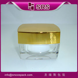 SRS China supplier fanshion gloden empty acrylic square cosmetic cream container wholesale