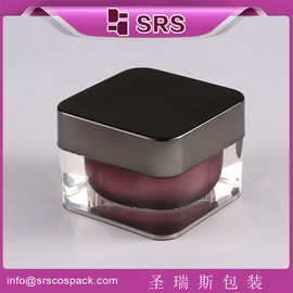 SRS China luxury square scrylic Skin Care Cream Use and Plastic Body Material cosmetic jar