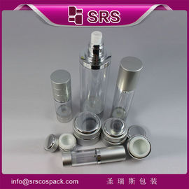 SRS manufacturer wholesale empty round aluminum jar and airless spray bottle for skincare