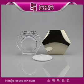 J601 plastic acrylic jar with high quality,hexagon shape jar