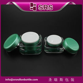 green color skincare jar,high quality square shape cosmetic container empty