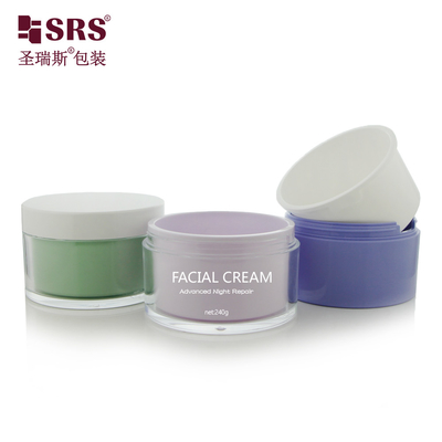 Luxury Colored Replaceable Acrylic Double Wall Frosted Printed Logo Cream Customized Plastic Jars