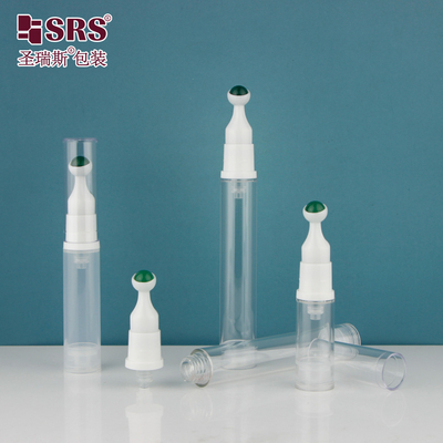 Empty Round Shape Cosmetic Airless Eye Cream Roller Massage Gemstone Ball 15ml Roll On Bottle