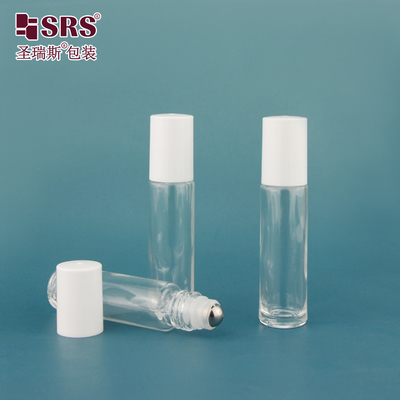 Transparent Round Shape Glass Roll-On Bottles For Lip Gloss 10ml Roller Bottle Roll On