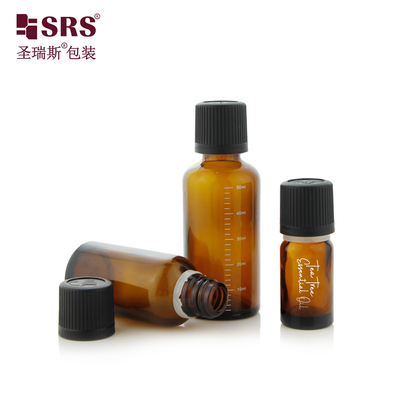 Screw Type Injection Black Color Child Proof Cap Glass Bottles Essential Oil Bottle 50ml