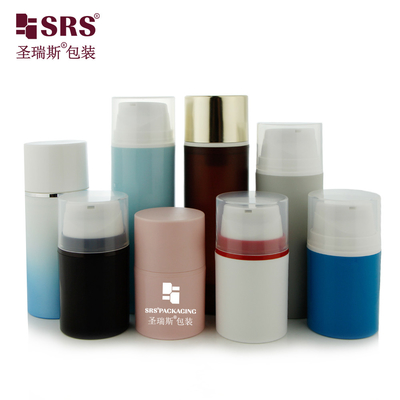 Round Snap On Style PP PCR Recycled Material Custom Color 150ml Airless Pump Bottle
