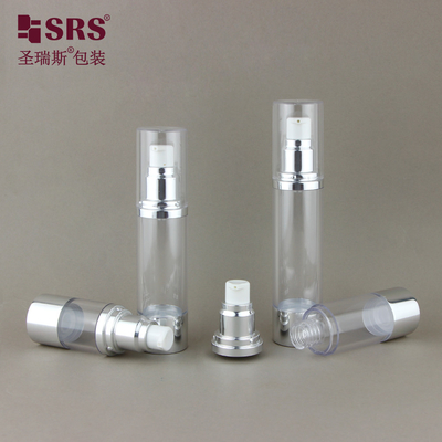 15ml 30ml 40ml 50ml Round Transparent AS Cosmetic Serum Bottle Airless