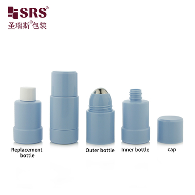 Empty Cosmetic Packaging Roller Ball Replaceable PP PCR 50ml Roll On Bottle