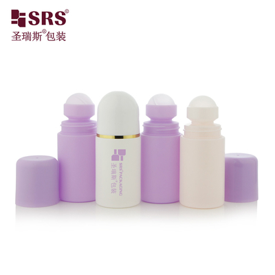 60ml Round Injection White Solid PP PCR Recycled Eco-friendly Roller Ball Deodorant Bottle