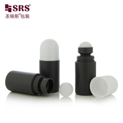 60ml Empty Cosmetic Packaging PP No Leakage Round Gel Bottle Deodorant With Roll On Ball