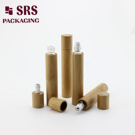 15ml luxury real bamboo serum bottle with glass inner bottle roll on metal ball