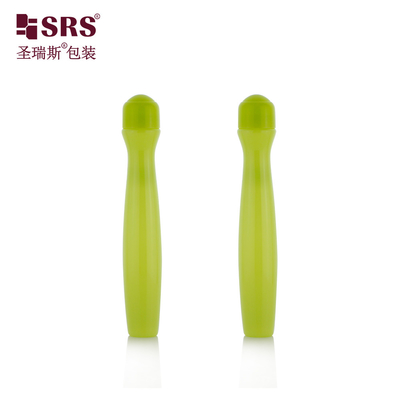 Injection blowing glossy green color waist shape PETG Plastic Sample 15ml Roll Bottle