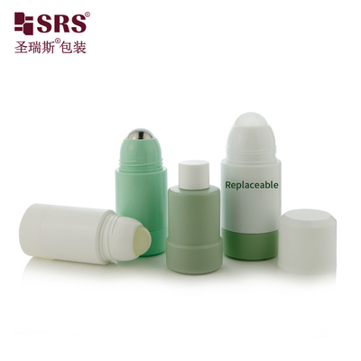 50ml 75ml Empty Replaceable Refill PP PCR Recycled Injection Custom Color Deodorant Luxury Roll On Bottle