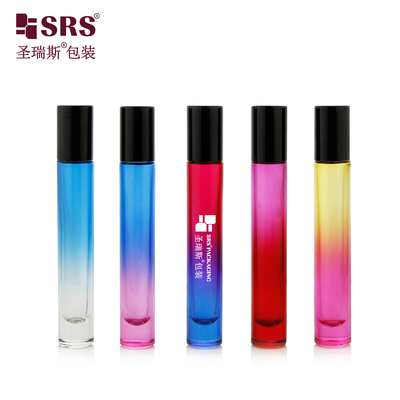 10ml Round Shape Thick Bottom Luxury Empty Custom Gradient Color Glass Oil Bottle Roll On