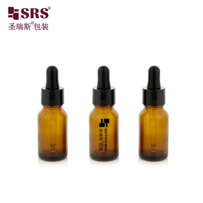 15ml 0.5 oz Empty Amber Color Round Thick Wall Mold Essential Oil Glass Bottle Dropper