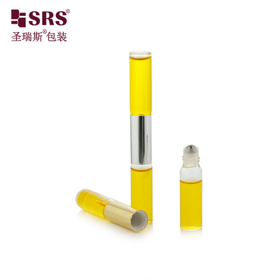 SGB2-5ml+5ml Transparent Clear Double Ended Glass Bottle With Steel Ball For Essential Oil Perfume