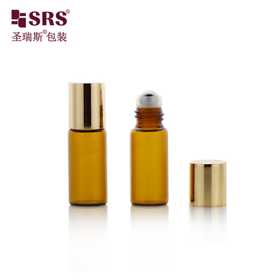 BLP-3ML No Leakage Amber Glass Roller Steel Ball Bottle For Essential Oil Perfume Cosmetic Packaging Customization