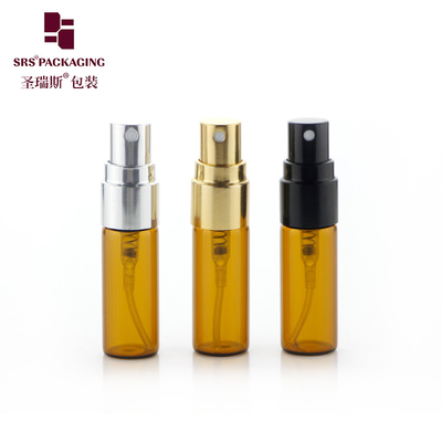BLPA-3ML Amber Vial Tube Glass Bottle With Aluminum Gold Sprayer Pump For Perfume