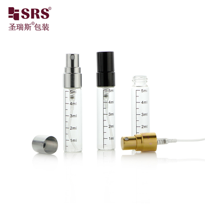 BLPA-5ML Transparent Tube Glass Bottle With Fine Mist Spray Pump For Perfume Packaging Small Quantity Available
