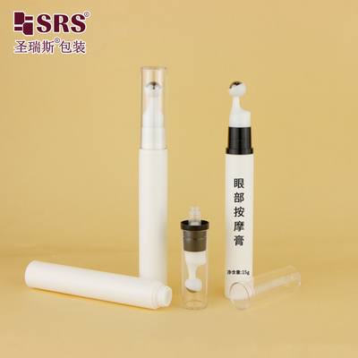 A0031 5ml 10ml 12ml 15ml AS PP Airless Empty Pump Pressing Roller Ball Bottle For Cosmetic Eye Gel Massage Serum Applicator