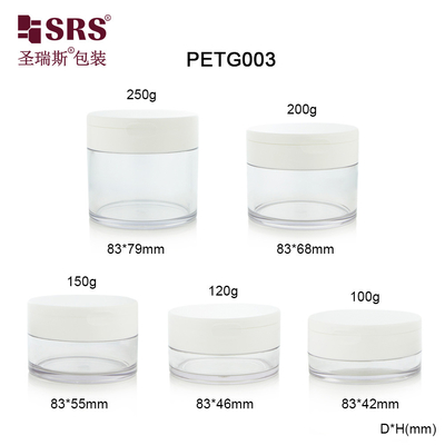 PETG003 100g 120g 150g 200g 250g Transparent PETG Plastic Jar Container For Facial Cream Body Scrub Packaging