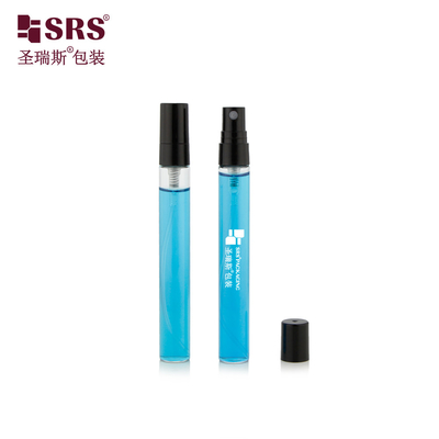 BLPP-10ML 14mm DIA Fine Mist Pocket Size Transparent Tube Glass Bottle With Black Plastic Spray Pump For Perfume