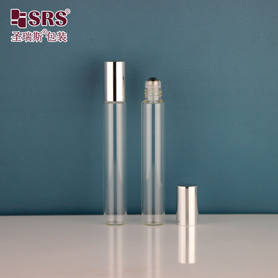 15mm diameter tube  tube glass 10ml stainless steel roller ball roll on bottle with shiny metal aluminium cap for essential oils empty perfumes packaging