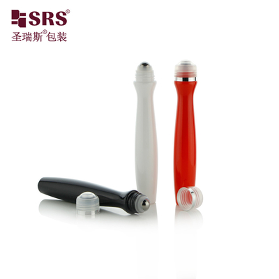 SRS8447-15ML Empty Custom Color Plastic Roller Steel Ball For Eye Gel Radian Shape Unique Design PETG Material Applicator