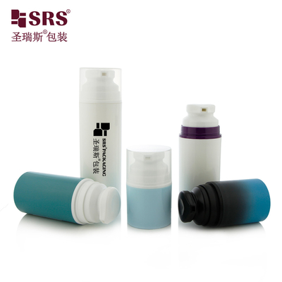 PA603 Injection Custom Glossy Color Green White Purple Pink Round Airless Lotion Bottle With Snap On Pump