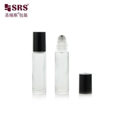 Whosale fragrance packaging  10ml clear glass roller ball roll on bottle Vacuum test 100% no leakage  steel head applicator massage for skincare essential oils