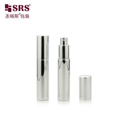 BLPA 10ML Shiny Silver Empty Round Glass With Metalized Decoration Spray Pump Bottle For Fragrance